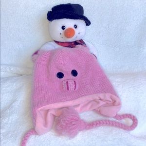 Windhorse Pink Piggy Knit Ear Lap Hat
